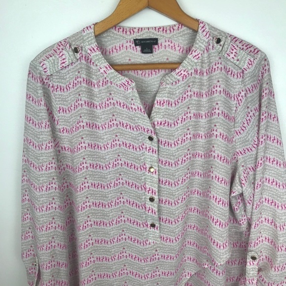 New Directions Shiffon Long Sleeve Top Blouse Sz L - Picture 3 of 9